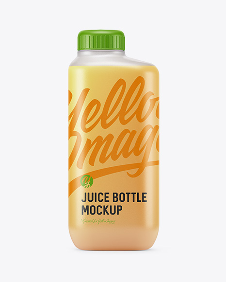 Frosted Plastic Bottle With Orange Juice Mockup