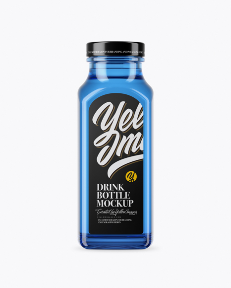 Blue Glass Drink Bottle Mockup