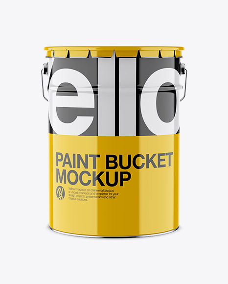 Glossy Paint Bucket Mockup - Front View