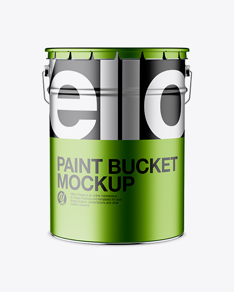 Metallic Paint Bucket Mockup - Front View