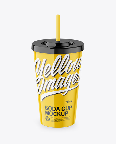 Glossy Soda Cup Mockup - High Angle Shot