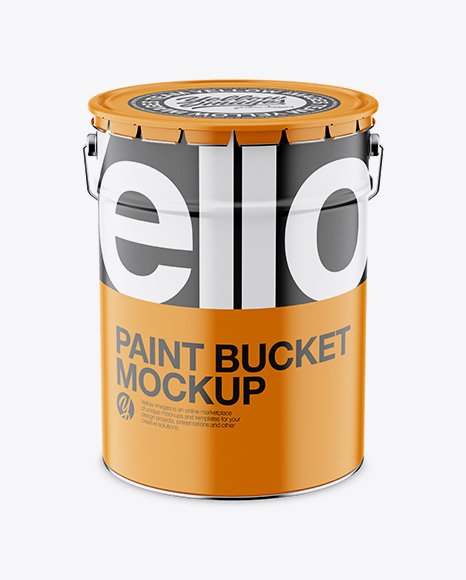 Matte Paint Bucket Mockup - Front View (High-Angle Shot)