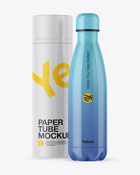 500ml Glossy Bottle with Paper Tube Mockup