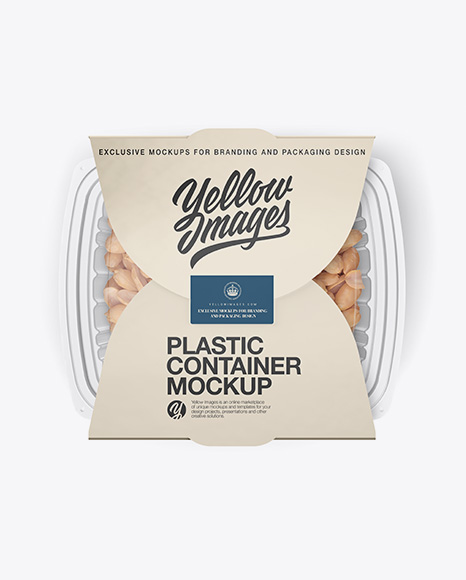 Transparent Container with Paper Label Mockup - Top View