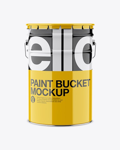 Glossy Paint Bucket Mockup - Front View