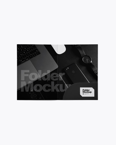 Opened Paper Folder Mockup - Top View