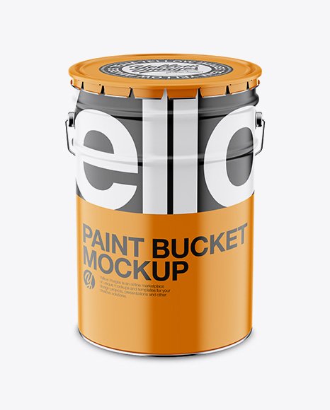 Matte Paint Bucket Mockup - Front View (High Angle Shot)