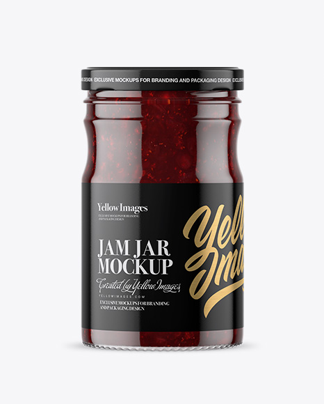 Clear Glass Jar with Cranberry Jam Mockup