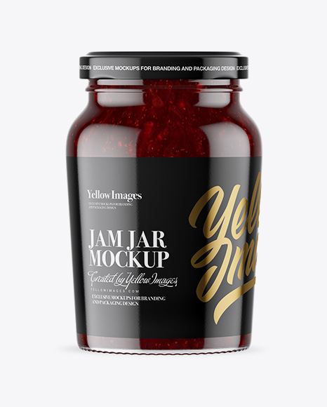 Clear Glass Jar with Cranberry  Jam Mockup
