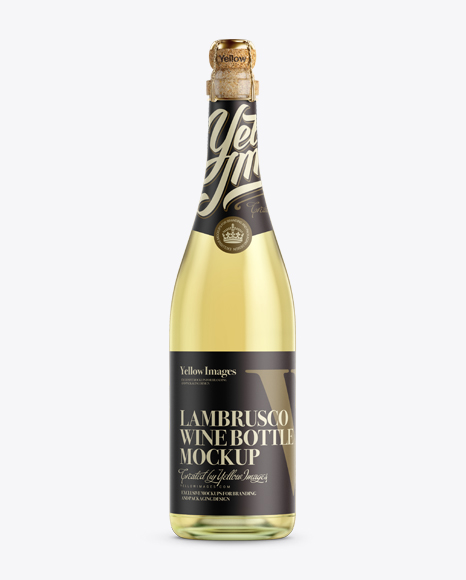 Clear Glass Lambrusco Bottle w/ White Wine Mockup