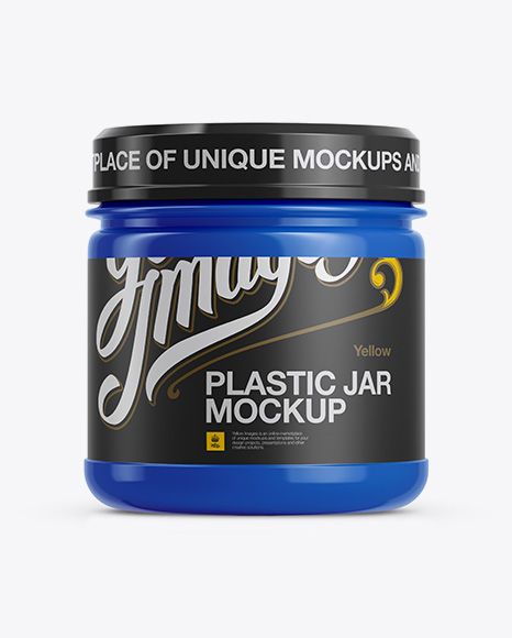 Glossy Plastic Jar W/ Screw Cap Mockup