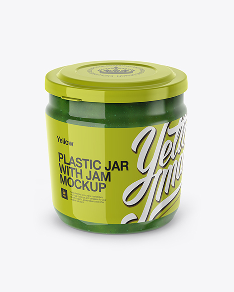 Plastic Jar With Kiwi Jam Mockup (High-Angle Shot)