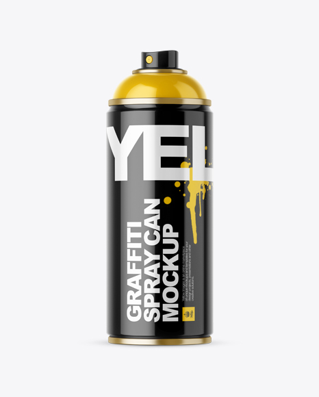 Glossy Spray Can Without Cap Mockup - Front View