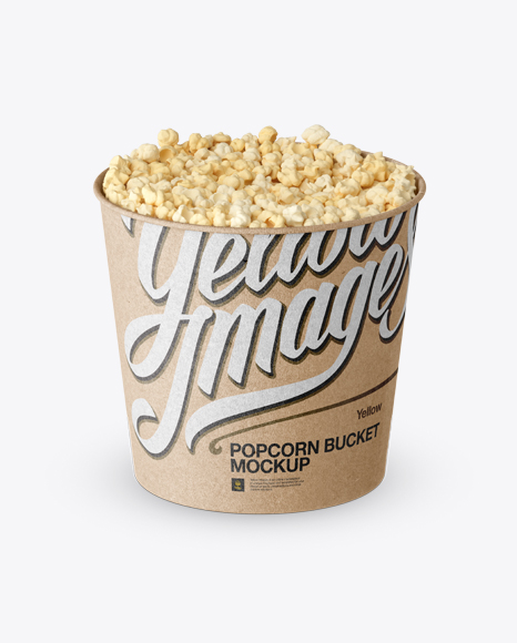 Large Kraft Paper Popcorn Bucket Mockup (High-Angle Shot)