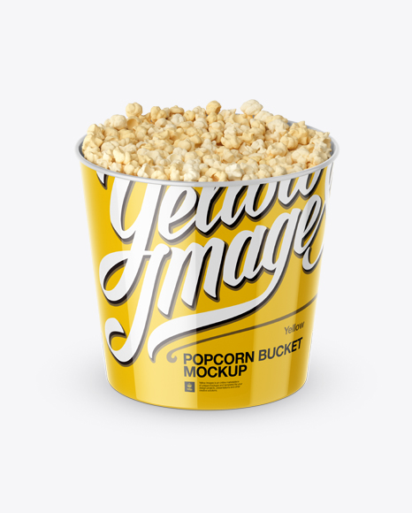 Large Glossy Popcorn Bucket Mockup (High-Angle Shot)