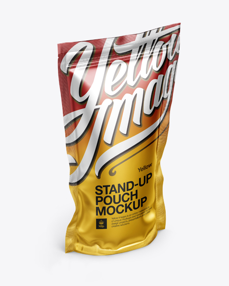 Matte Metallic Stand Up Pouch Mockup - Halfside View