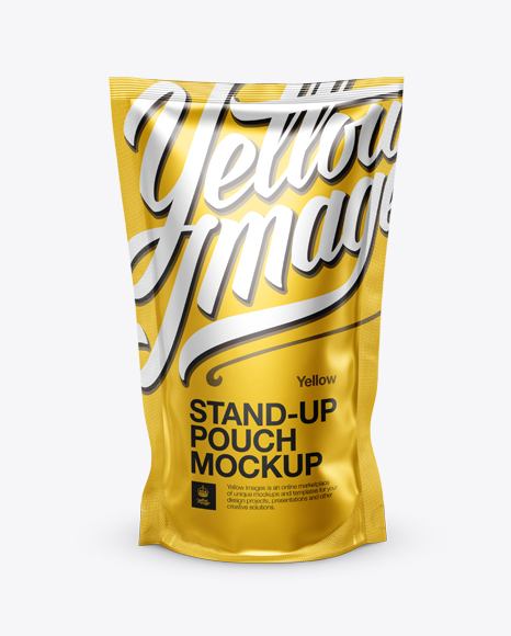 Matte Metallic Stand Up Pouch Mockup - Front View