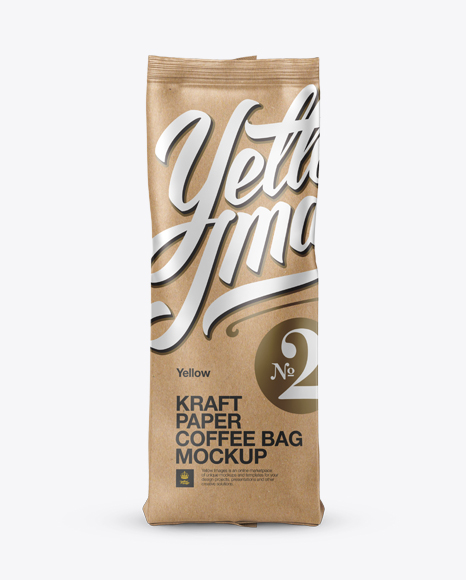 Kraft Paper Coffee Bag Mockup - Front View