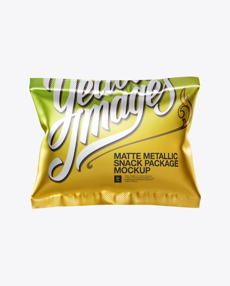 Square Metallic Snack Package Mockup - Front View