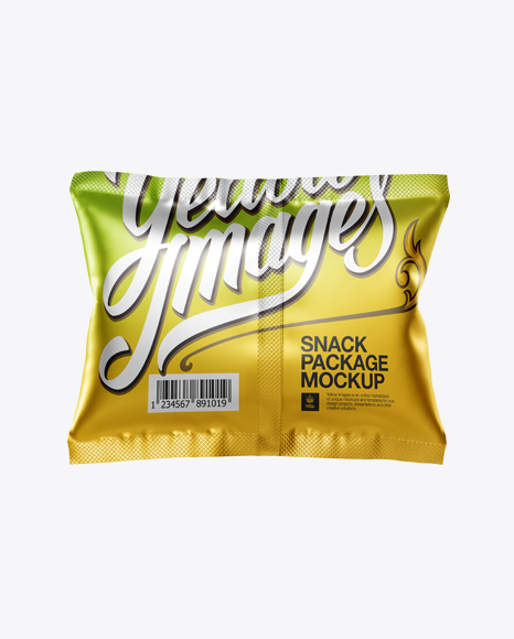 Square Metallic Snack Package Mockup - Back View