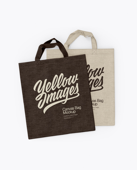 Two Canvas Bags Mockup - Top View