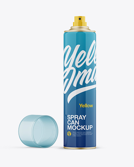 Opened Glossy Spray Bottle With Transparent Cap Mockup