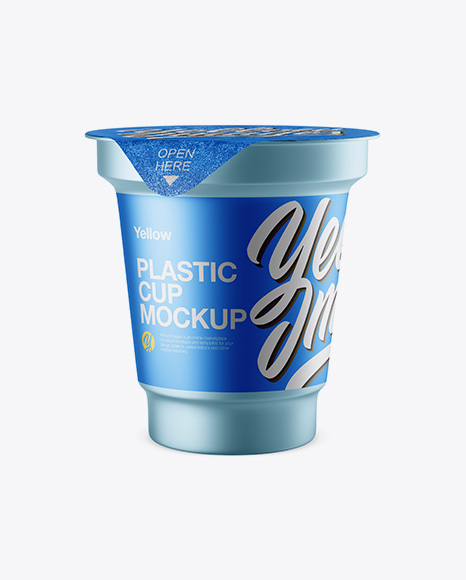 Matte Metallic Yogurt Cup Mockup - Half Side View
