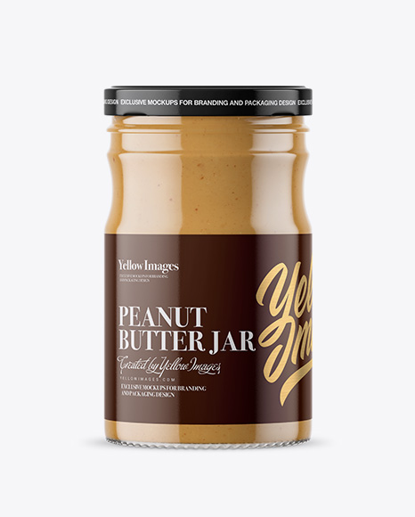 Clear Glass Jar with Peanut Butter Mockup