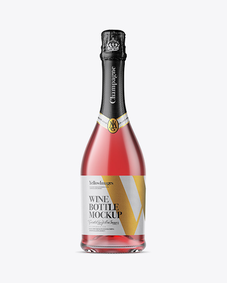 Clear Bottle With Pink Champagne Mockup