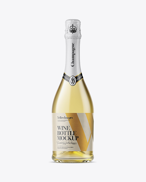 Clear Bottle With White Champagne Mockup