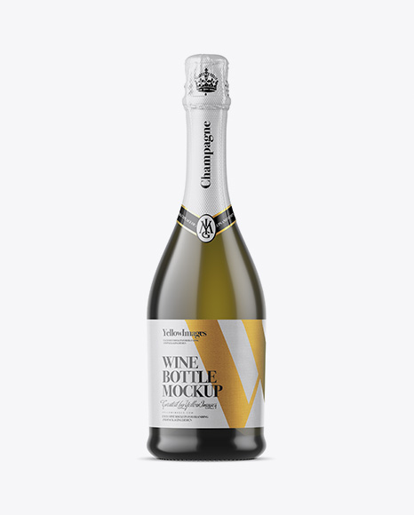 Antique Green Bottle With White Champagne Mockup