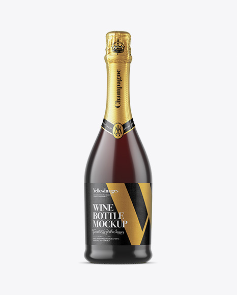 Dark Bottle With Red Champagne Mockup