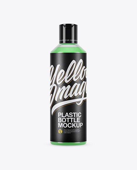 Clear PET Bottle With Green Liquid Mockup