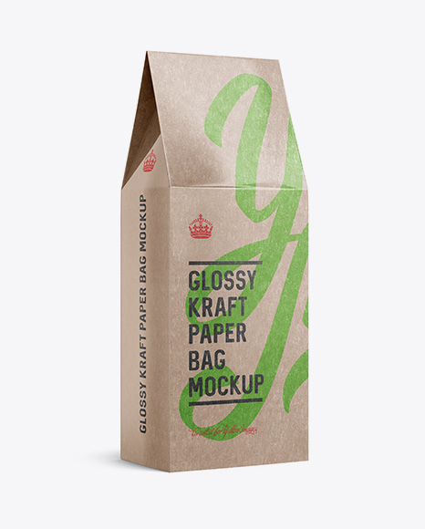 Glossy Kraft Paper Box Mockup - Halfside View