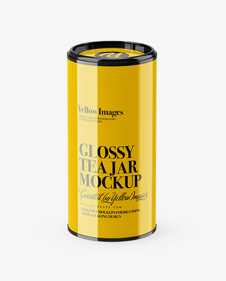 Glossy Tea Jar Mockup (High-Angle Shot)