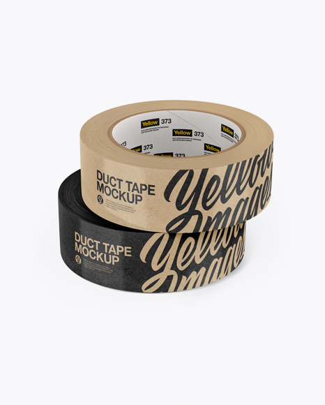 Two Kraft Duct Tape Rolls Mockup - Front View