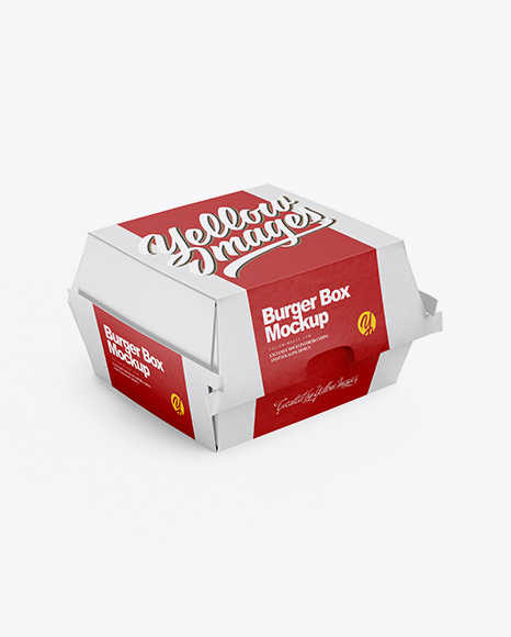 Paper Burger Box Mockup - Half Side View (High-Angle Shot)