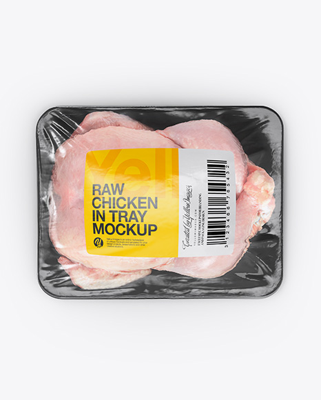 Tray With Raw Chicken Mockup - Top View