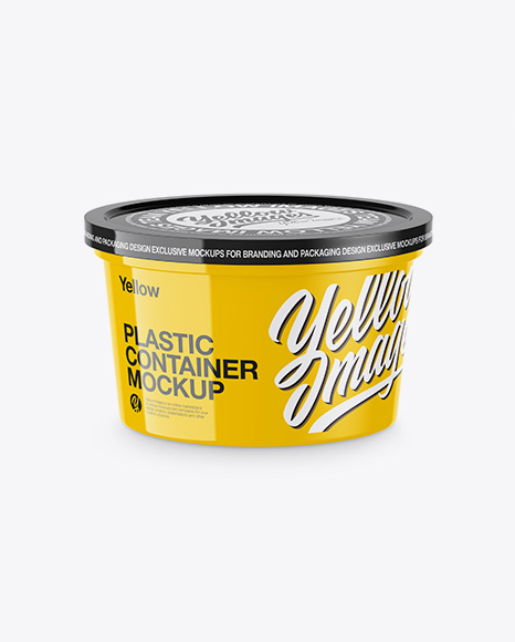 Glossy Plastic Container Mockup - Front View (High-Angle Shot)