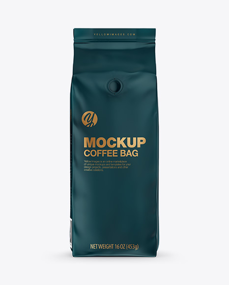 Matte Coffee Bag with Valve Mockup - Front View