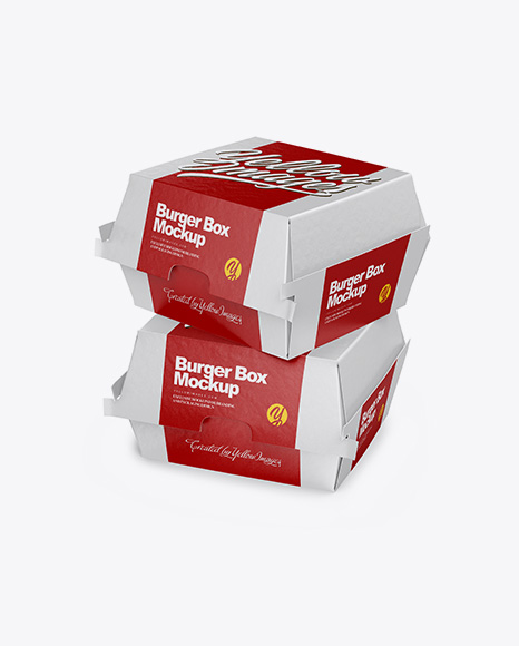 Two Paper Burger Boxes Mockup - Half Side View