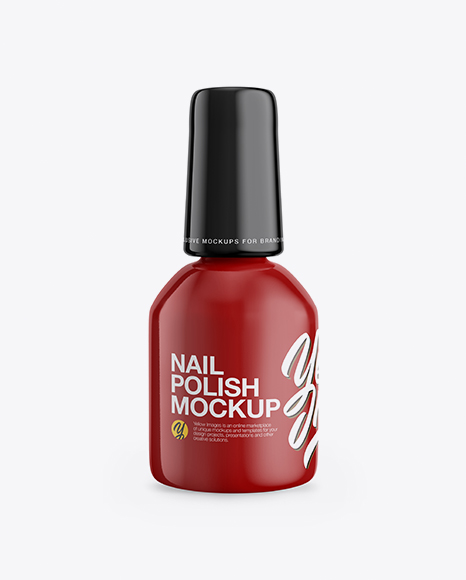 Glossy Nail Polish Bottle Mockup - Front View