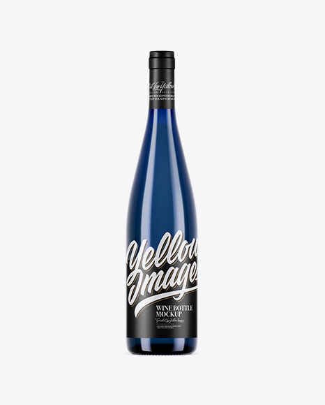 750ml Blue Glass Bottle With White Wine Mockup