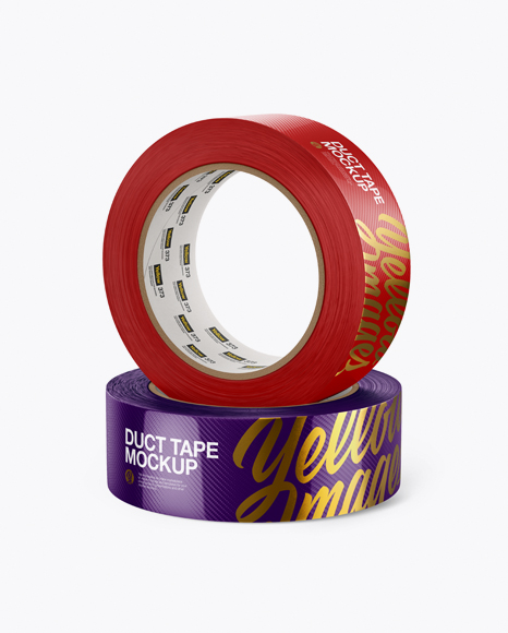 Two Textured Duct Tape Rolls Mockup - Front View