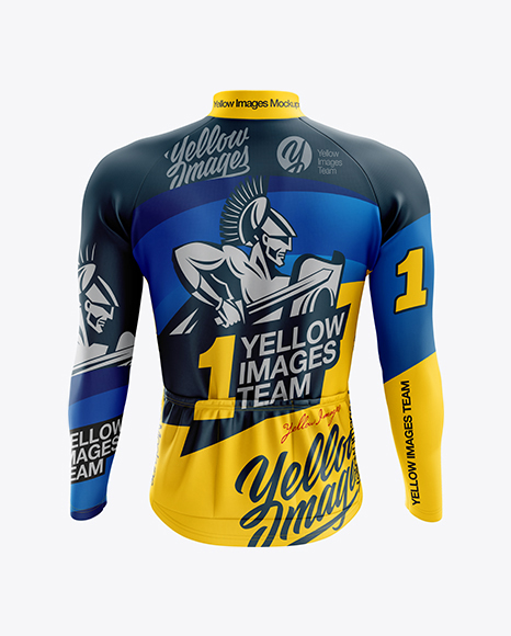 Men’s Cycling Thermal Jersey LS mockup (Back View)