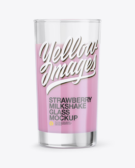 Glass With Strawberry Milkshake Mockup