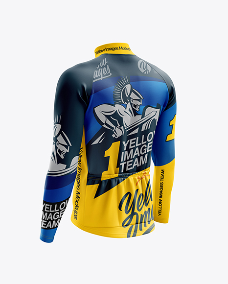 Men’s Cycling Thermal Jersey LS mockup (Back Half Side View)