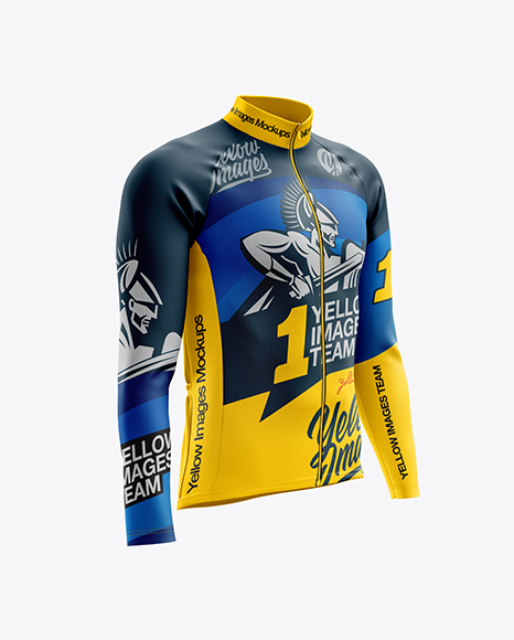 Men’s Cycling Thermal Jersey LS mockup (Right Half Side View)