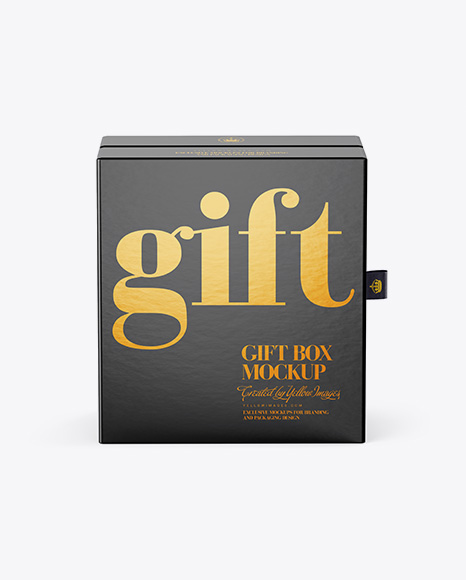 Glossy Gift Box Mockup - Front View