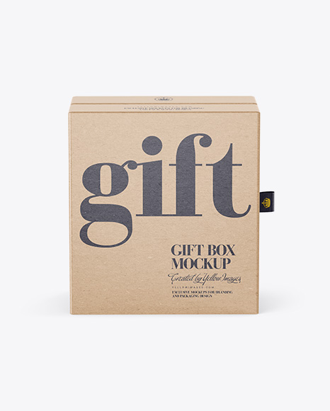 Kraft Gift Box Mockup - Front View